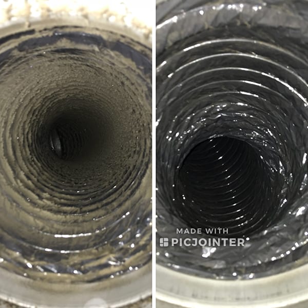 before and after air duct cleaning